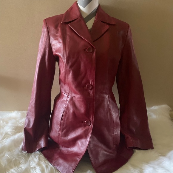 Nine West Size S Red Leather Jacket 